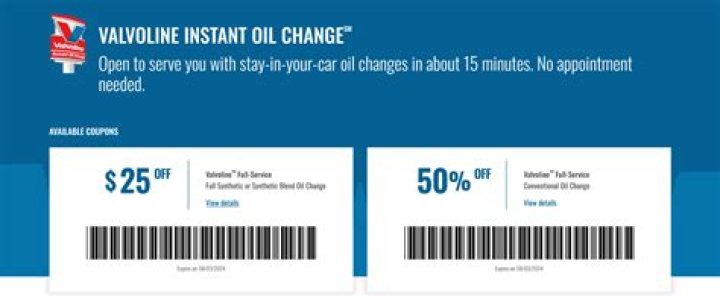 Score Big Savings with Valvoline Coupon $25 Synthetic Oil 50% Off Near Me